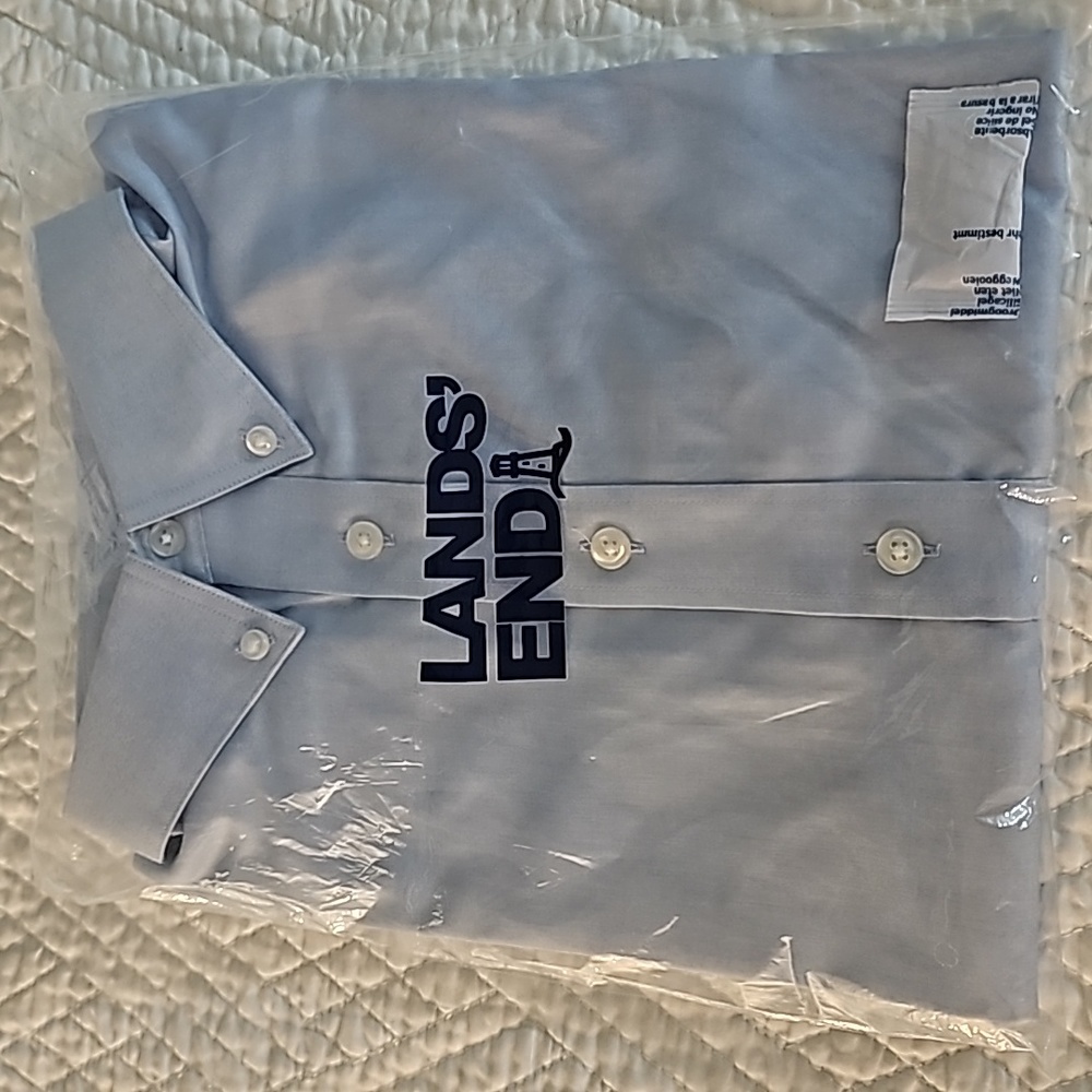 Lands' End Boys 12 Light Blue Uniform Short Sleeve Shirt